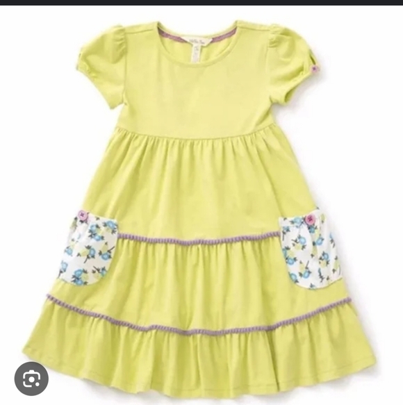 Matilda Jane Other - Matilda Jane Lime Green Short Sleeve Ruffle Tiered Dress Size 8